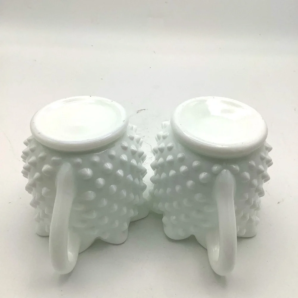 White Hobnail Milk Glass Creamer and Sugar Set
